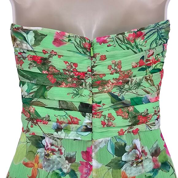 Jay Godfrey Woman size 2 Lydia Green Floral Strapless Romper Sweetheart Neckline - Picture 5 of 7